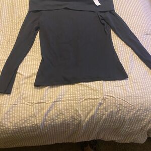 GAP Off-Shoulder Long Sleeve Top in Dark Blue